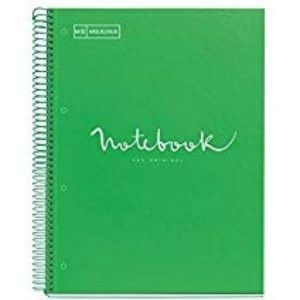 Paq/3 notebook1 a4 80h 90g cuad.5x5 verde microperforado tapa extradura