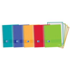 Paq/5 bloc A5+ 120hojas 90gramos cuadricula 5x5 europeanbook colores surtidos tapa de plastico