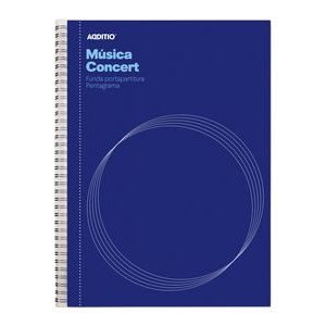 cuaderno espiral 22x31cm Musica concert 12 pentagramas de 9mm por pag. y con 20 fundas transparentes portapartituras