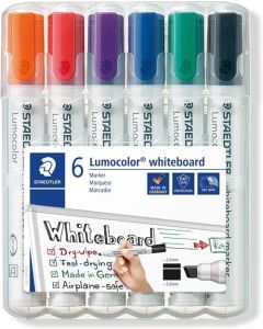 Estuche 6 rotuladores lumocolor whiteboard marker 351 colores surtidos