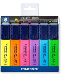 Estuche 6 marcadores textsurfer classic colores surtidos diseño happy