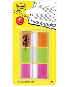 Banderitas Adhesivas Post-It 680 (1") Pack De 3 (Verde-Naranja-Rosa)