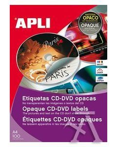 C/300 ETIQUETAS BLANCAS CD-DVD DORSO OPACO (100 HOJAS)