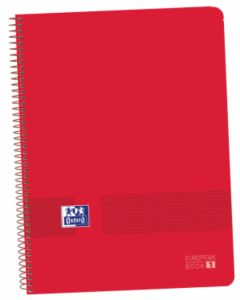 Paq/5 cuaderno espiral A4+ 80hojas 90g. cuadricula 5x5 ebook1 color rojo tapa de plastico
