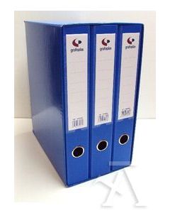 Modulo 3 archivadores fº 2 anillas 40mm carton forrado en pp grafcolor azul