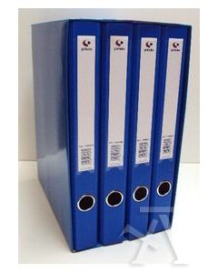 Modulo 4 archivadores fº 2 anillas 25mm carton forrado en pp grafcolor azul