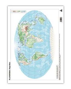 Paq/50 mapas planisferio fisico mudos